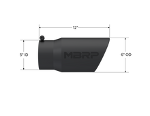 Load image into Gallery viewer, MBRP Universal Tip 6in O.D. Angled Rolled End 5 inlet 12 length - Black Finish