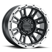 Load image into Gallery viewer, Raceline 956BS Compass 17x9in / 8x165.1 BP / -12mm Offset / 125.2mm Bore - Black &amp; Silver Lip Wheel