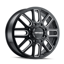 Load image into Gallery viewer, Mayhem 8107D Cogent Dually 22x8.25 / 8x200 BP / 115mm Offset / 142mm Hub Black w/Milled Spokes Wheel