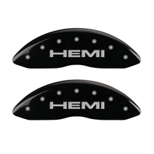 Load image into Gallery viewer, MGP 4 Caliper Covers Engraved Front &amp; Rear Hemi Black finish silver ch