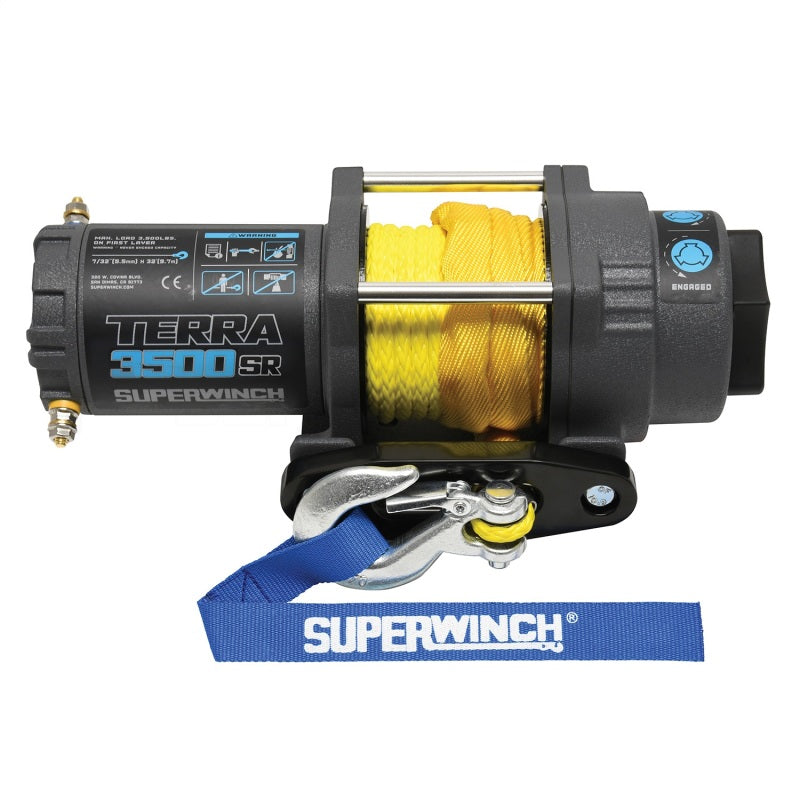 Superwinch 3500 LBS 12V DC 7/32in x 32ft Synthetic Rope Terra 3500SR Winch - Gray Wrinkle