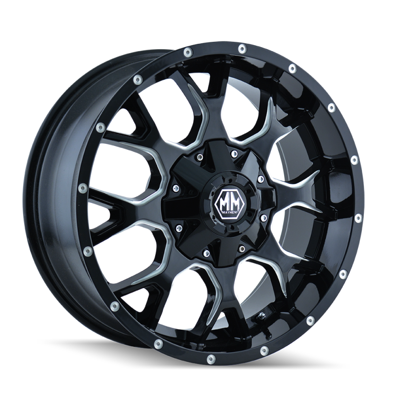 Mayhem 8015 Warrior 22x12 / 6x135 BP / -44mm Offset / 106mm Hub Black w/ Milled Spokes Wheel