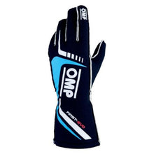 Load image into Gallery viewer, OMP First Evo Gloves Blu Navy/Ciano - Size L (Fia 8856-2018)