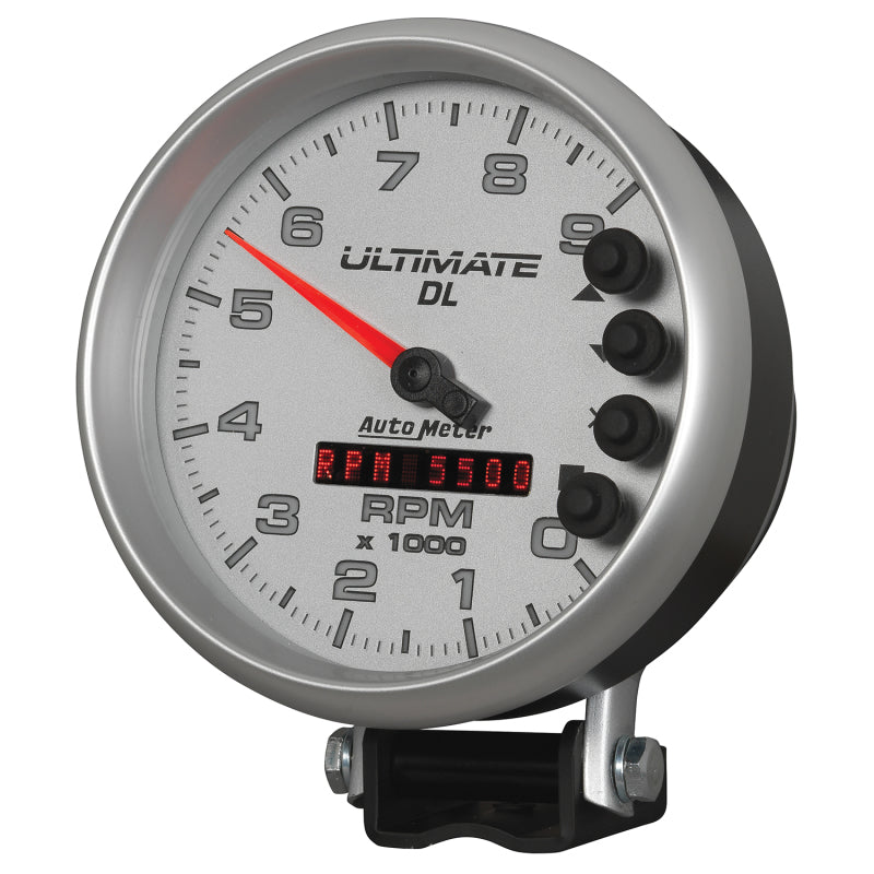 AutoMeter Gauge Tach 5in. 9K RPM Pedestal Datalogging Ultimate Dl Playback Silver