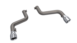 Stylish QTP 2016-2024 Chevrolet Camaro SS Eliminator Axle Back Exhaust showcasing sleek curves and chrome tips.