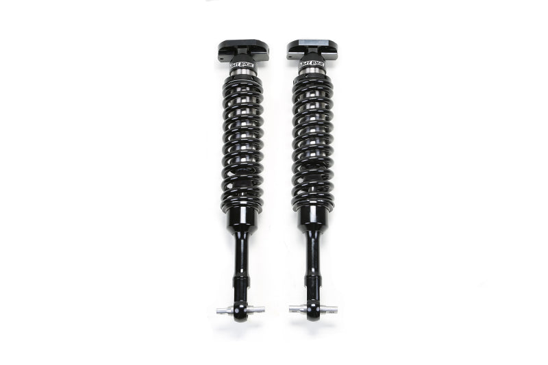 Fabtech 15-18 Ford F150 2WD 6in Front Dirt Logic 2.5 N/R Coilovers - Pair showcasing durable stainless steel construction and adjustable coilover features for enhanced off-road performance.