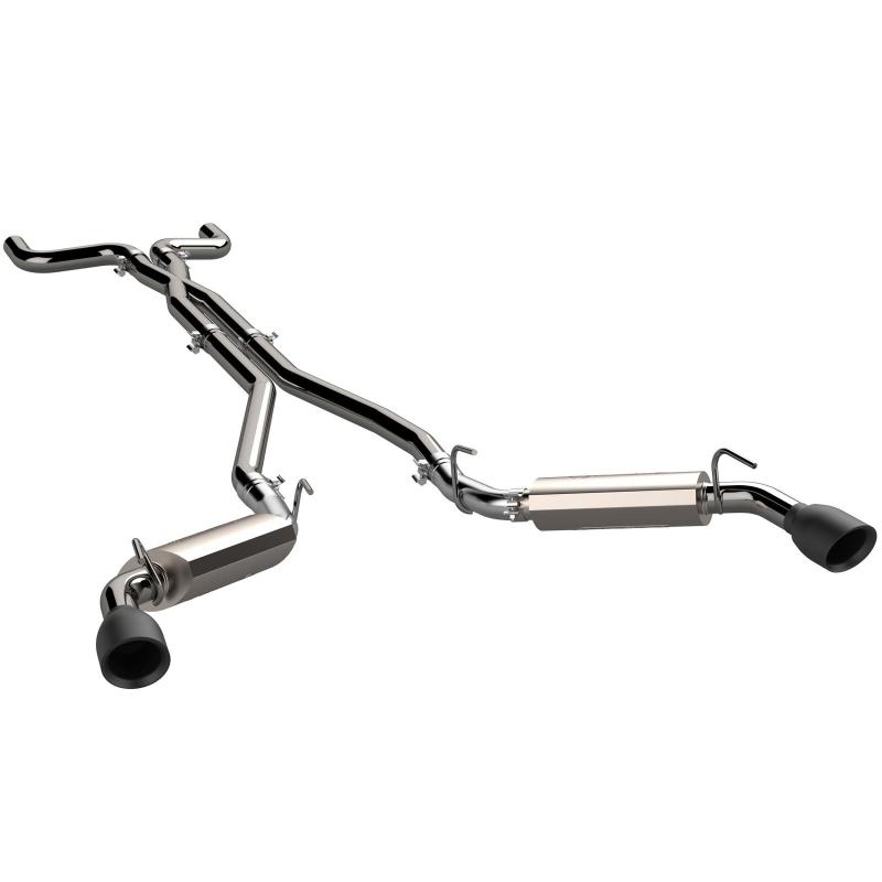 QTP 2014-2015 Chevrolet Camaro SS 6.2L AR3 Cat Back Exhaust with black tips, showcasing sleek design and high-quality 304 stainless steel construction.