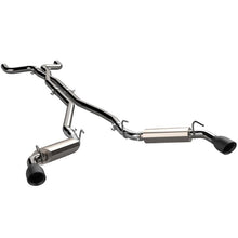 Load image into Gallery viewer, QTP 2014-2015 Chevrolet Camaro SS 6.2L AR3 Cat Back Exhaust with black tips, showcasing sleek design and high-quality 304 stainless steel construction.