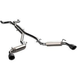 QTP 2014-2015 Chevrolet Camaro SS 6.2L AR3 Cat Back Exhaust with black tips, showcasing sleek design and high-quality 304 stainless steel construction.