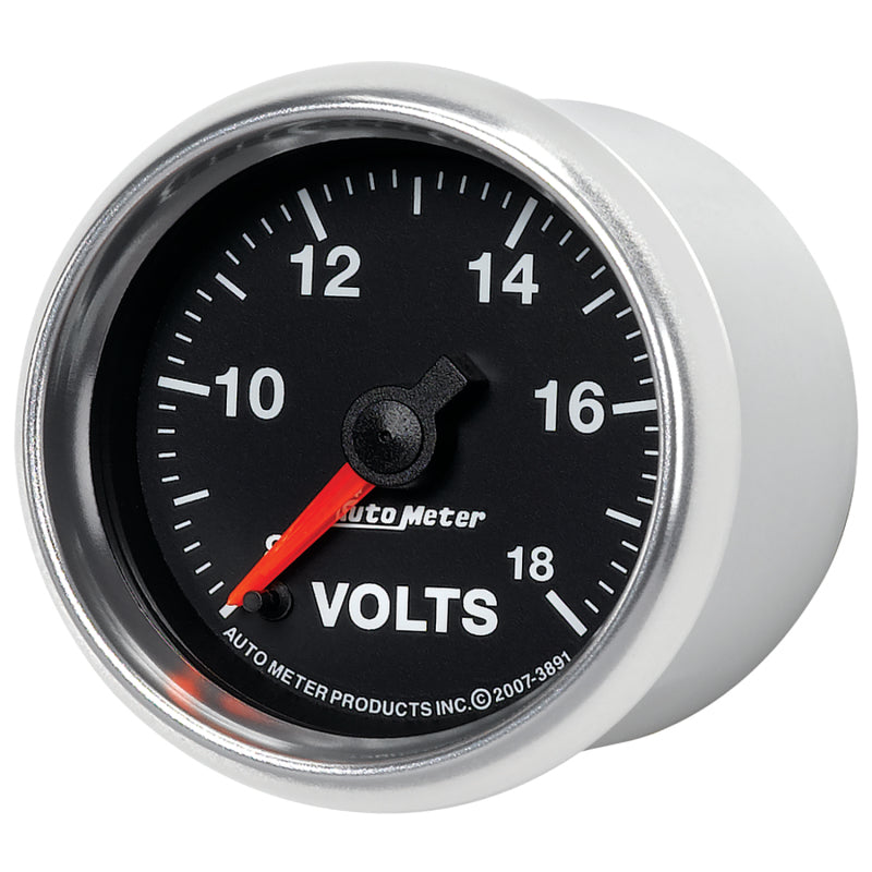 Autometer GS Series 2-1/16in Voltmeter 18V Electrical Gauge Full Sweep