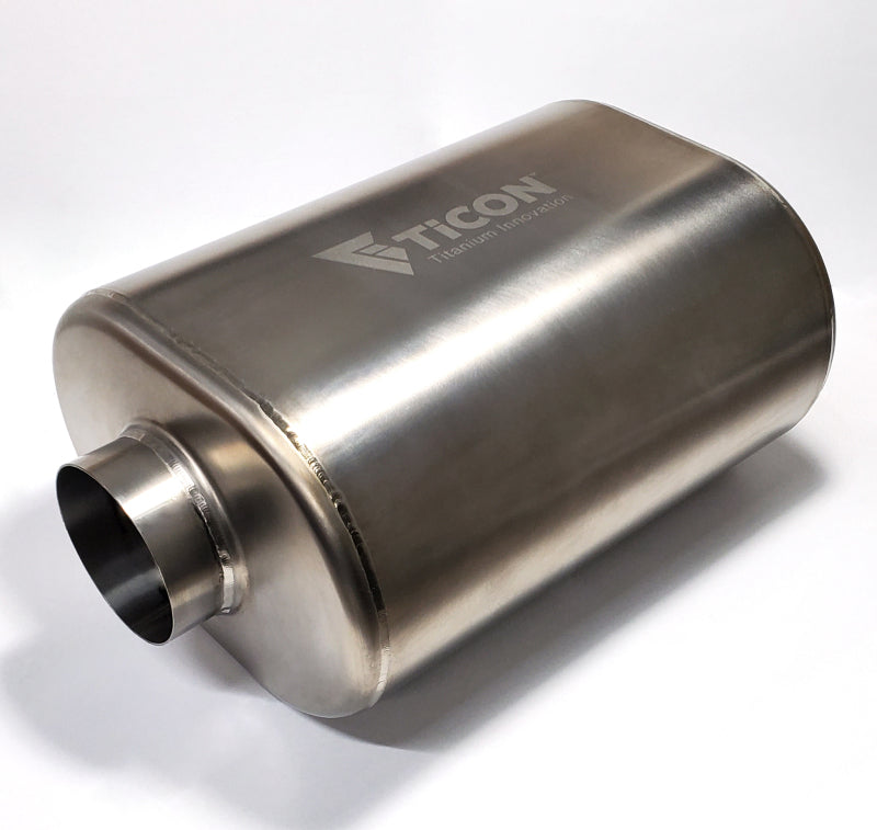 Ticon Industries 2.5in Oval (2.5in Center In / 2.5in Center Out) 12in L Ultralight Titanium Muffler