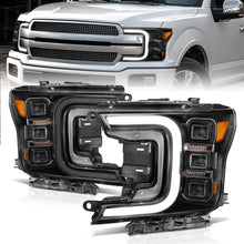 Load image into Gallery viewer, ANZO 18-20 Ford F-150 Full Led Projector Smoke Bar Style Headlights Black Amber