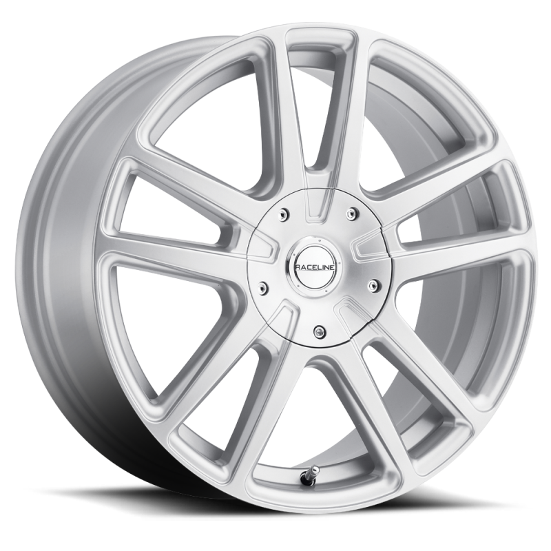 Raceline 145S Encore 18x8in / 5x108/5x114.3 BP / 40mm Offset / 72.62mm Bore - Gloss Silver Wheel