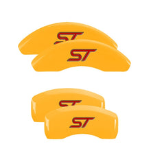 Load image into Gallery viewer, MGP 4 Caliper Covers Engraved Front &amp; Rear MGP Yellow finish black ch