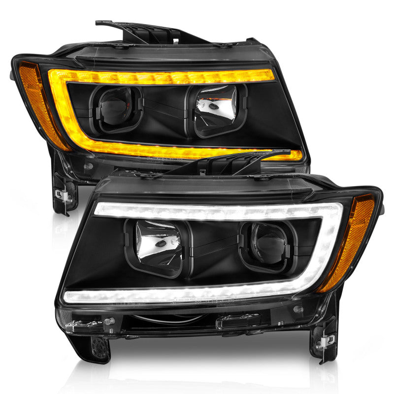 ANZO 11-13 Jeep Grand Cherokee (Factory Halogen Only) Projector Headlights w/Light Bar Swtchbk Black