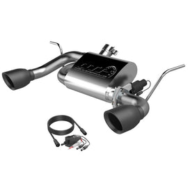 QTP 2007-2018 Jeep Wrangler JK Screamer Axle Back Exhaust featuring Black Tips and a performance pack