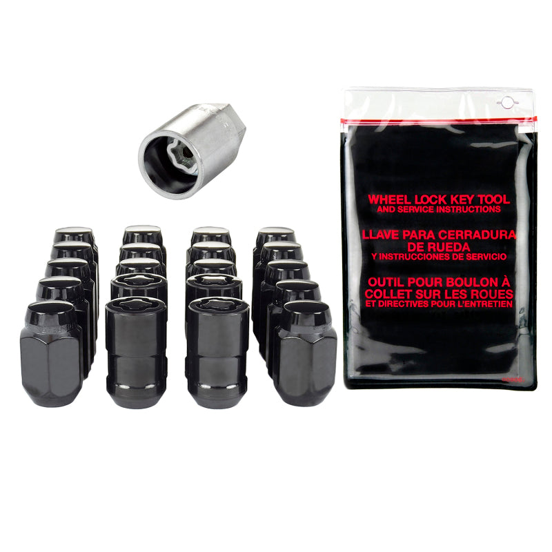 McGard 5 Lug Hex Install Kit w/Locks (Cone Seat Nut) 1/2-20 / 13/16 Hex / 1.5in. Length - Black