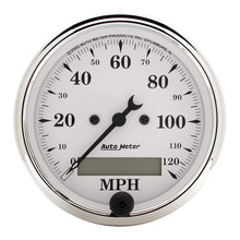 Load image into Gallery viewer, AutoMeter Gauge Speedo. 3-1/8in. 120MPH Elec. Prog. W/ Lcd Odo Old Tyme White