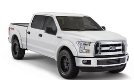 Bushwacker Pocket Style Fender Flares for 2018-2019 Ford F-150, Oxford White, showcasing the truck's sleek design and enhanced tire coverage.
