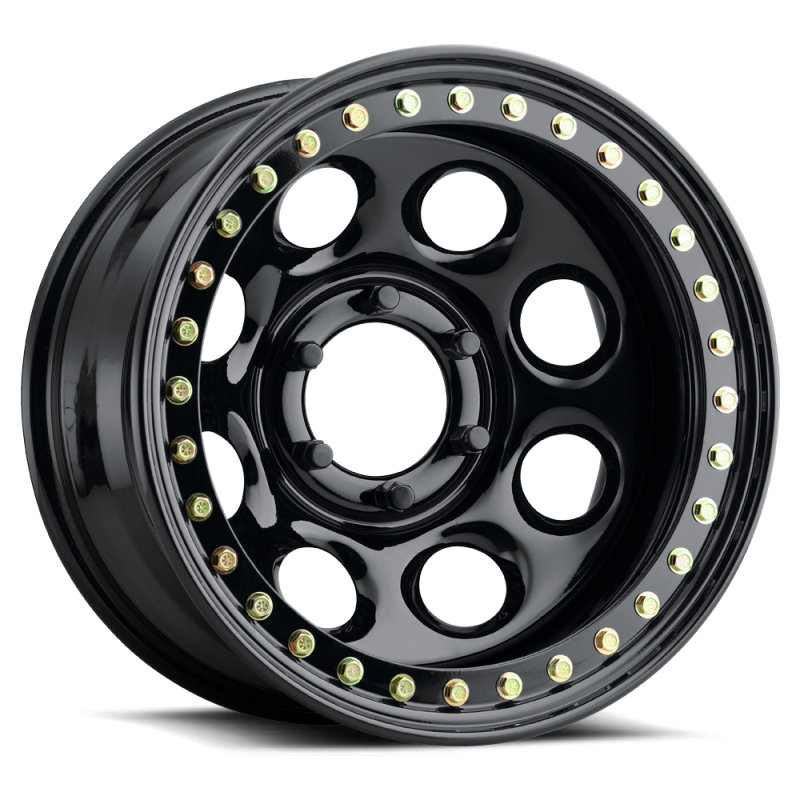 Raceline RT81 Rock 8 16x8in / 5x139.7 BP / -19mm Offset / 107.95mm Bore - Gloss Black Beadlock Wheel