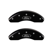 Load image into Gallery viewer, MGP 4 Caliper Covers Engraved Front &amp; Rear Oval logo/Ford Black finish silver ch