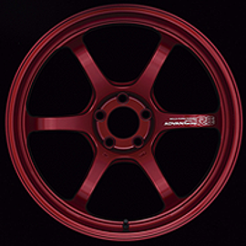 Advan R6 Racing Candy Red Wheel, 20x9.5 size with +35mm offset and 5-114.3 bolt pattern, perfect for enhancing vehicle aesthetics.