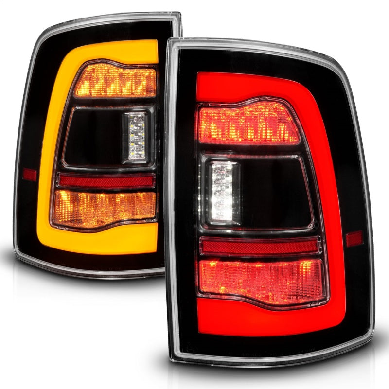 ANZO 09-18 Dodge Ram 1500 Sequential LED Taillights Black w/Switchback Amber Signal