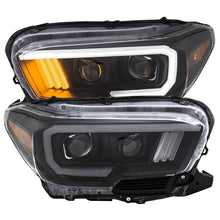 Load image into Gallery viewer, ANZO 2016-2017 Toyota Tacoma Projector Headlights w/ Plank Style Design Black/Amber w/ DRL