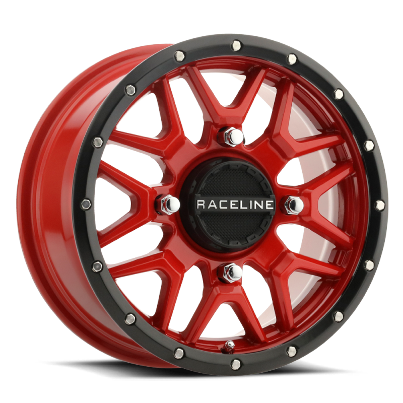 Raceline A94R Krank 14x7in / 4x137 BP / 10mm Offset / 110.18mm Bore - Red & Black Lip Wheel