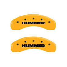 Load image into Gallery viewer, MGP 4 Caliper Covers Engraved Front &amp; Rear Hummer Yellow Finish Black Char 2005 Hummer H2