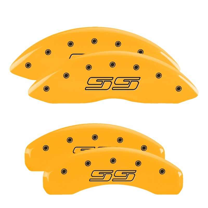 MGP 4 Caliper Covers Engraved F & R Avalanche SS Yellow Finish Blk Char 2008 Chevy Express 2500