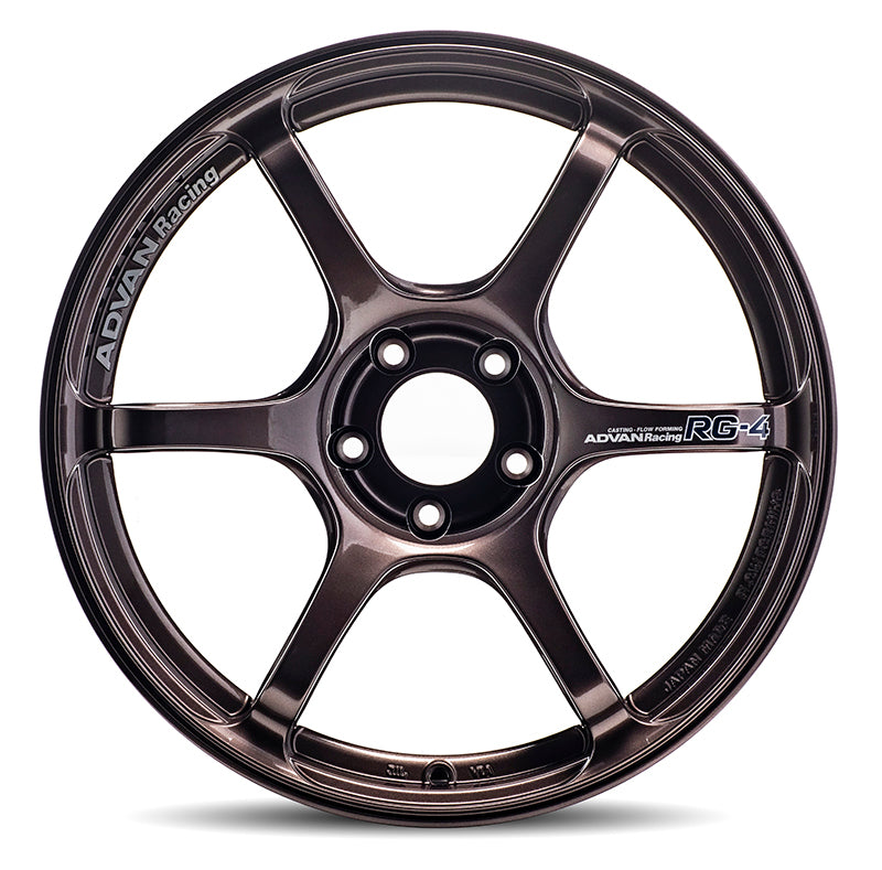 Advan RG-4 18x9.5 +35 5-114.3 Racing Copper Bronze Wheel showing a stylish and lightweight design, perfect for performance racing.