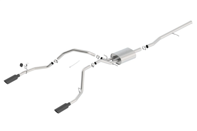 Borla 14 Silv/Sierra 1500 C/B Touring Exh/2.75in in Muffler 2.25inout 4inTIp SS Rear Exit-Blk Chrome
