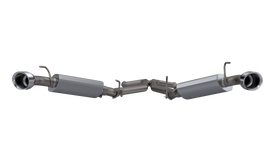 QTP 2014-2015 Chevrolet Camaro SS 6.2L AR3 Cat Back exhaust system with dual tips, showcasing stainless steel construction and performance design.