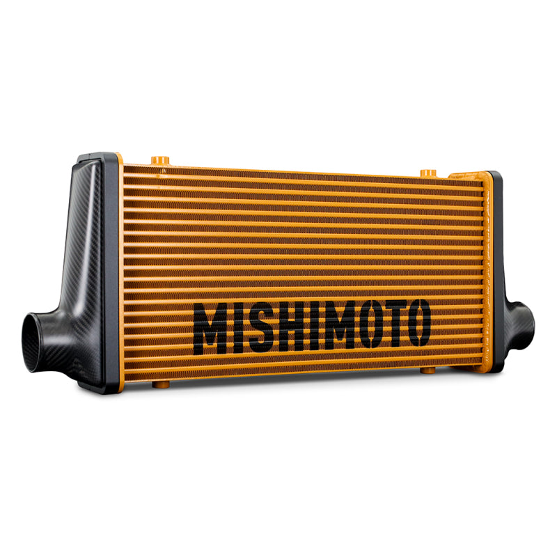 Mishimoto Universal Carbon Fiber Intercooler - Gloss Tanks - 525mm Gold Core - C-Flow - G V-Band