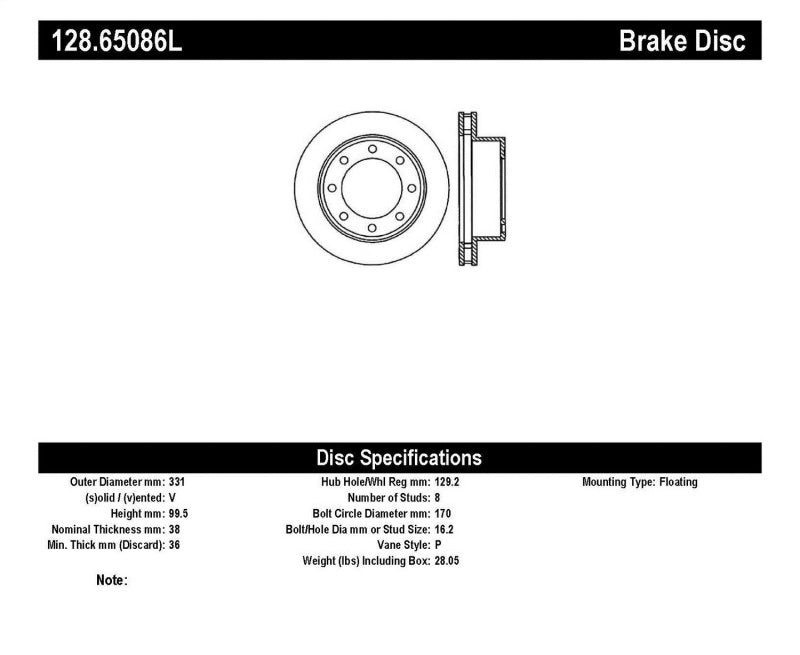 StopTech Drilled Sport Brake Rotor