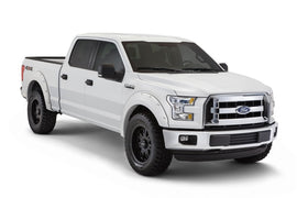 Side view of Ford F-150 with Bushwacker 18-19 Pocket Style Fender Flares in Oxford White, highlighting the improved aesthetic and durability.