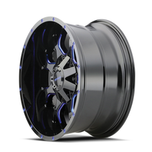 Load image into Gallery viewer, Mayhem 8015 Warrior 20x9 / 8x165.1 BP / 18mm Offset / 130.8mm Hub Black w/ Prism Blue Wheel