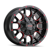 Mayhem 8015 Warrior 18x9 / 5x127 BP / 18mm Offset / 87mm Hub Black w/ Prism Red Wheel