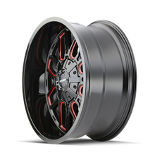 Load image into Gallery viewer, Mayhem 8107 Cogent 20x10 / 6x135 BP / -19mm Offset / 106mm Hub Black w/ Prism Red Wheel