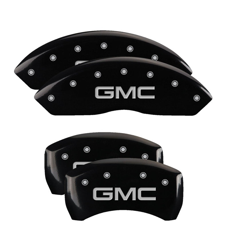 MGP 4 Caliper Covers Engraved Front & Rear GMC Black finish silver ch