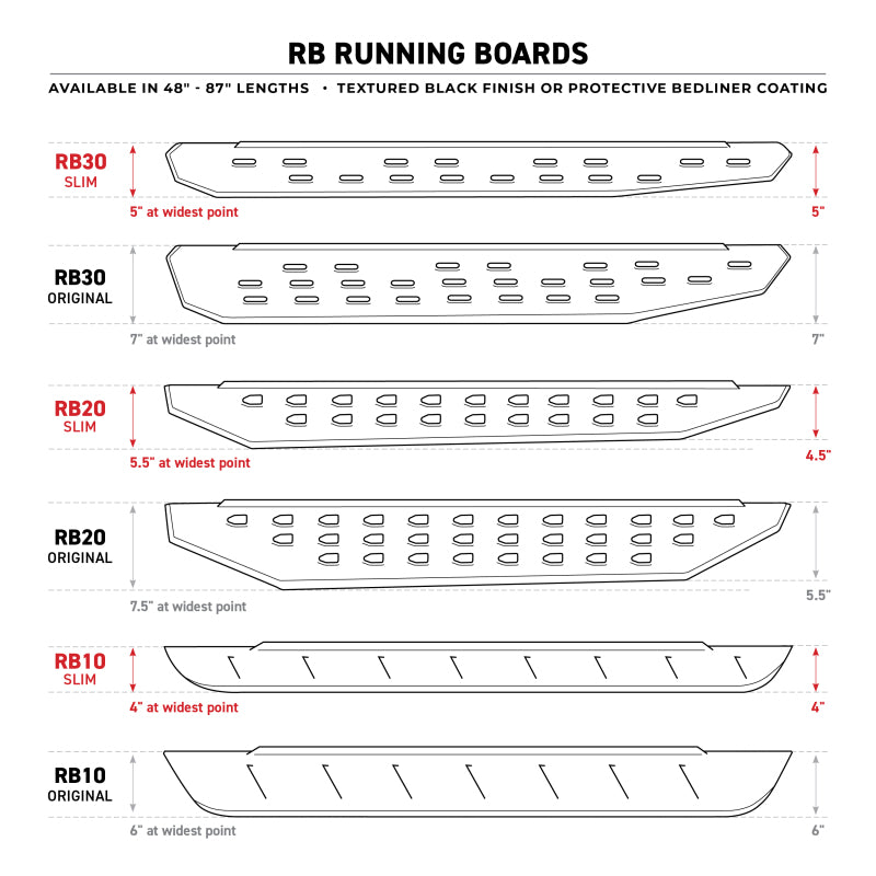 Go Rhino RB30 Slim Line Running Boards 68in. - Bedliner Coating (Boards ONLY/Req. Mounting Brackets)