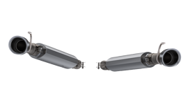 QTP 2016-2024 Chevrolet Camaro SS 6.2L AR3 Dual Tip Axle Back Exhaust system showcasing dual tips and stainless steel construction.