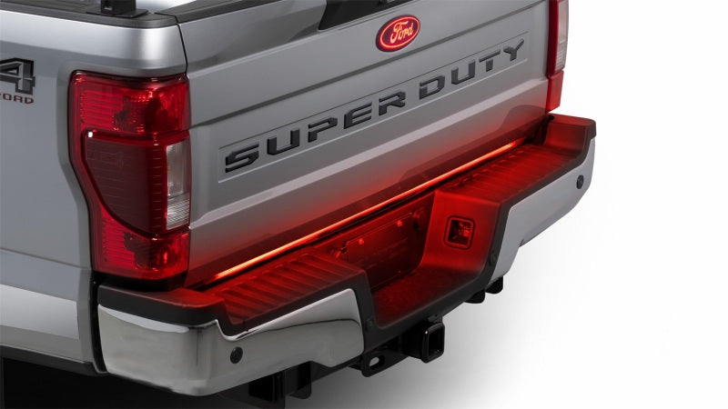 Putco 48in Light Blade Direct Fit Kit showing red tailgate light on a Ford Ranger, enhancing safety and visibility.
