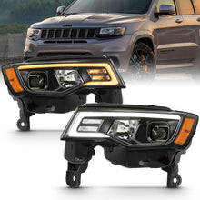 Load image into Gallery viewer, ANZO 2017-2018 Jeep Grand Cherokee Projector Headlights w/ Plank Style Switchback - Chrome w/ Amber