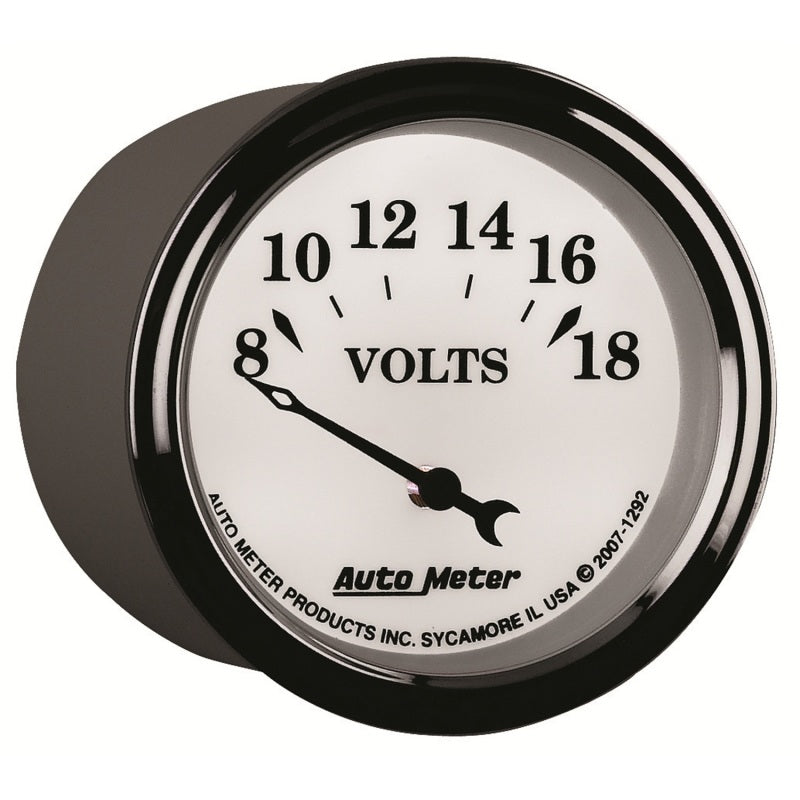 AutoMeter Gauge Voltmeter 2-1/16in. 18V Elec Old Tyme White II