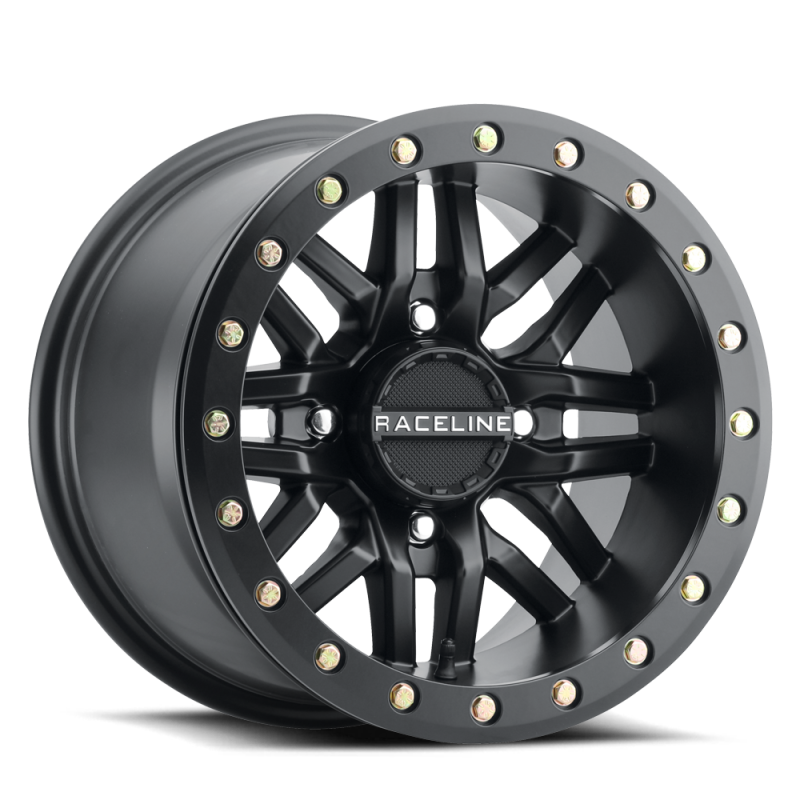 Raceline A91B Ryno 14x7in / 4x137 BP / 10mm Offset / 110.18mm Bore - Satin Black Beadlock Wheel