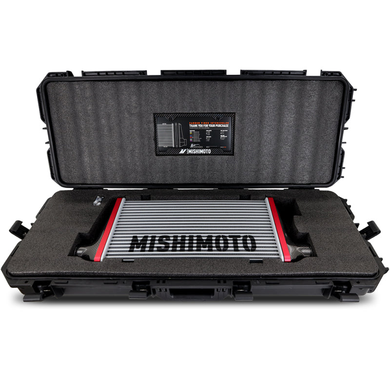 Mishimoto Universal Carbon Fiber Intercooler - Gloss Tanks - 600mm Silver Core - C-Flow - BK V-Band