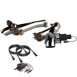 QTP Aggressor Cutout Pipes kit for 2012-2022 Jeep Grand Cherokee SRT Trackhawk and Dodge Durango SRT. Includes polished pipes and connection accessories for enhanced exhaust performance.