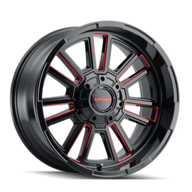 Mayhem 8115 Apollo 20x9 / 8x165.1 BP / 0mm Offset / 125.2mm Hub Black w/ Prism Red Wheel